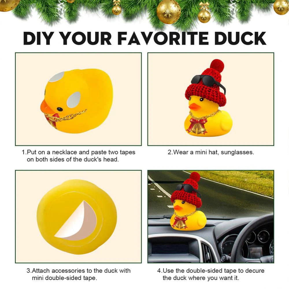 Auto Interior Dashboard Car Dashboard Decorative Cute Cool Christmas Automobile Rubber Duck Easy To Install Car Decoration Items
