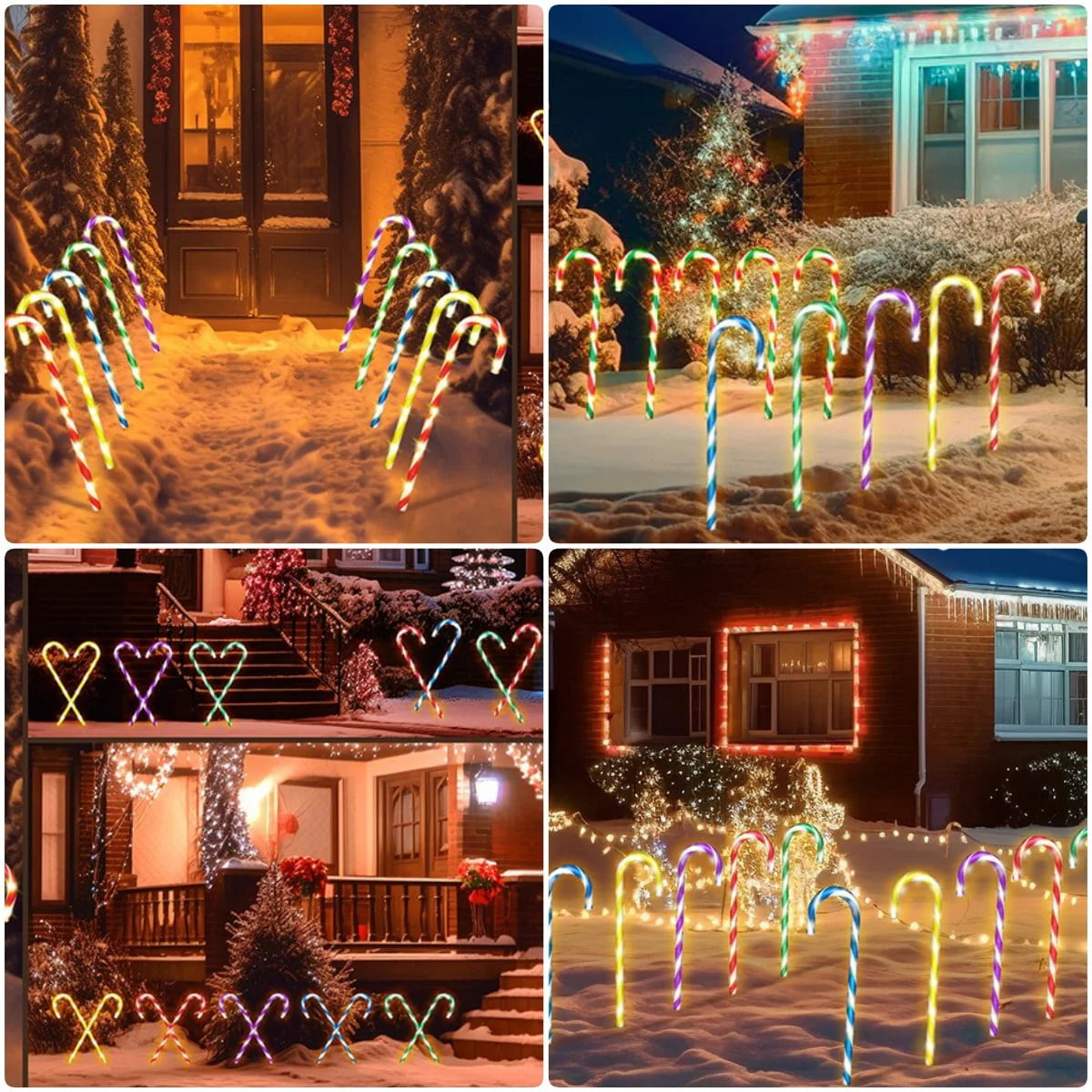 Christmas Pathway Lights Outdoor 21" 10 Pack 8 Lighting Modes Flickering Pathway Christmas Marker Lights Outdoor Waterproof Christmas Lighting Decoration Light