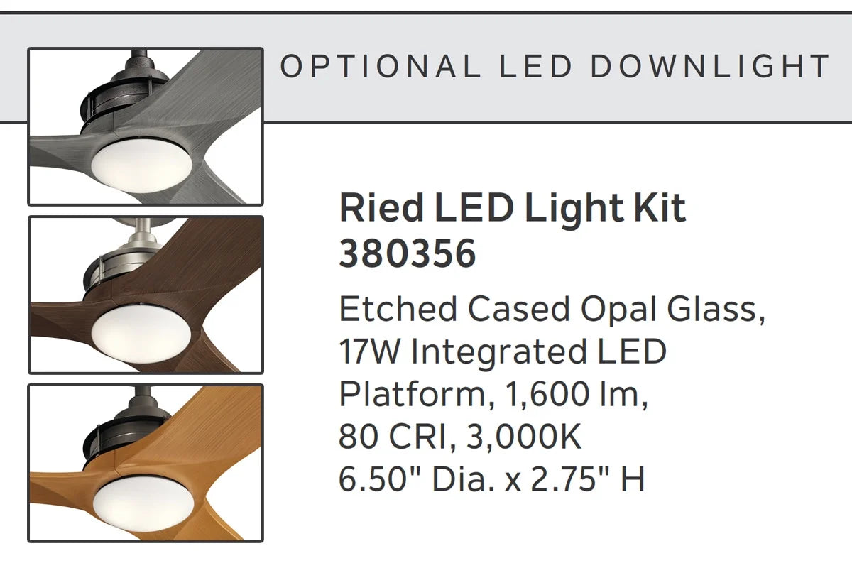 Kichler Lighting - LED Fan Light Kit - Fan Light Kits - Ried - 17W 1 LED Ceiling