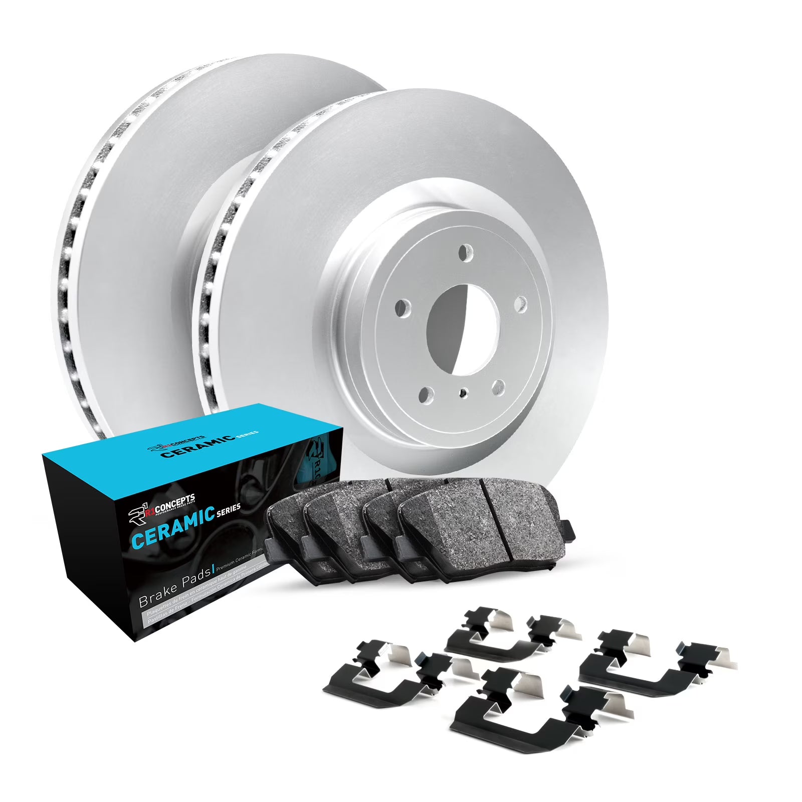 R1 Concepts Rear Brakes and Rotors Kit |Rear Brake Pads| Brake Rotors and Pads| Ceramic Brake Pads and Rotors |Hardware Kit WDWH1-59046