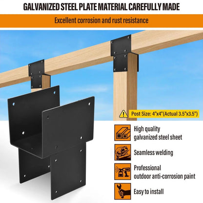 Pergola Brackets Galvanized Steel Pergola Kits 4 Pieces Fit Connecting Wooden Deck Patio Post Heavy Duty Set Hardware for Gazebo Porches approving
