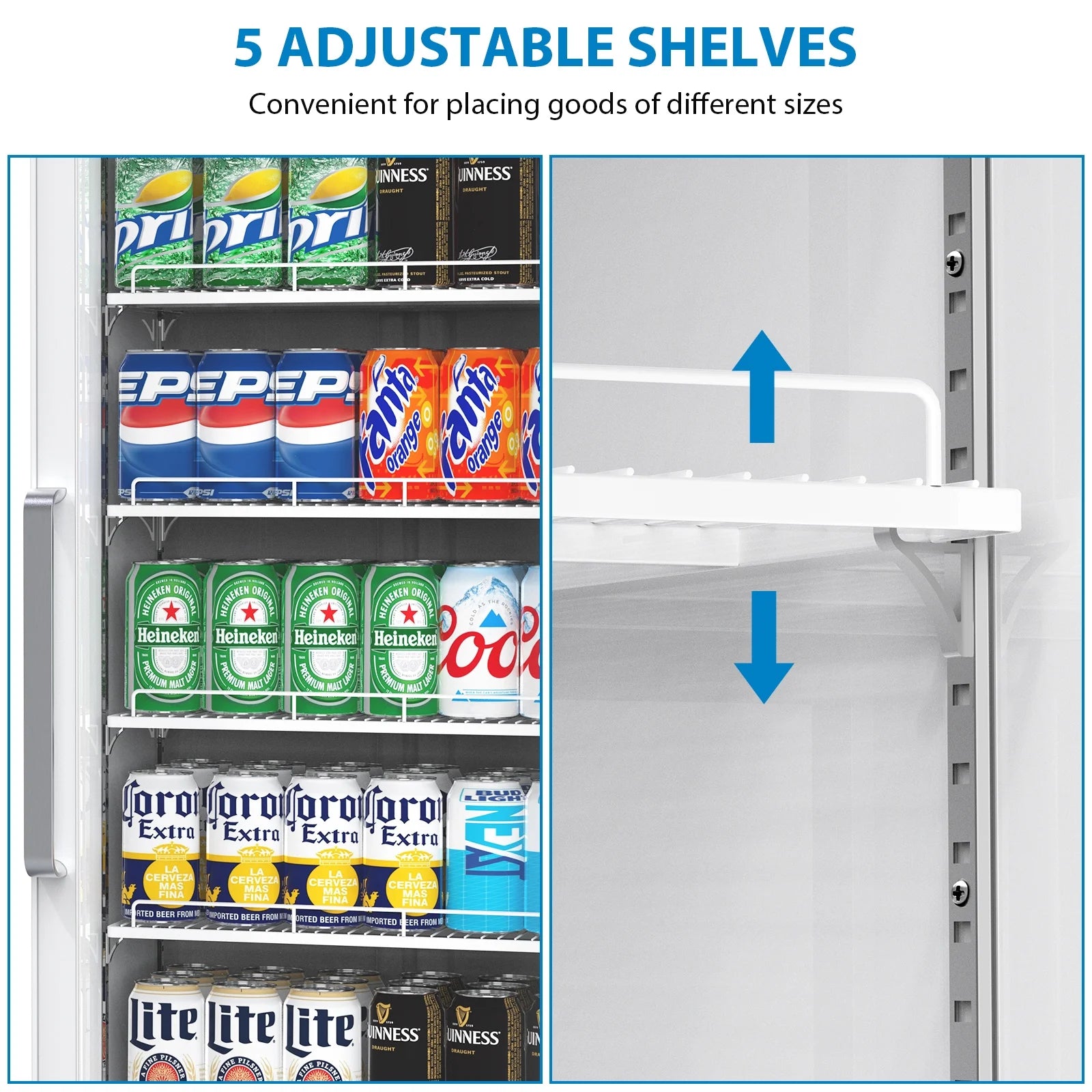Garvee Commercial Refrigerator,12.4 Cu.ft Display Fridge Merchandiser Upright Beverage Cooler,Single Glass Door Fridge with Adjustable Shelves & LED Lighting,Black