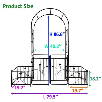 IVV 7.2ft Garden Arbor Arch with Gate and Side Planter Box, Wedding Arch Archway for Ceremony Party, Trellis for Plant Climbing, Christmas Decorations Pergola for Backyard, Lawn, Patio, Yard (Black)