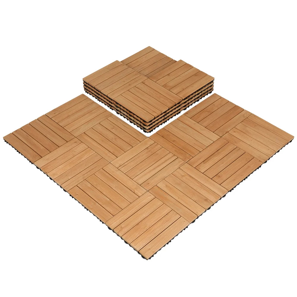 Renwick 12" x 12" Square Wooden Floor Tiles, 27 Pieces, Natural Wood