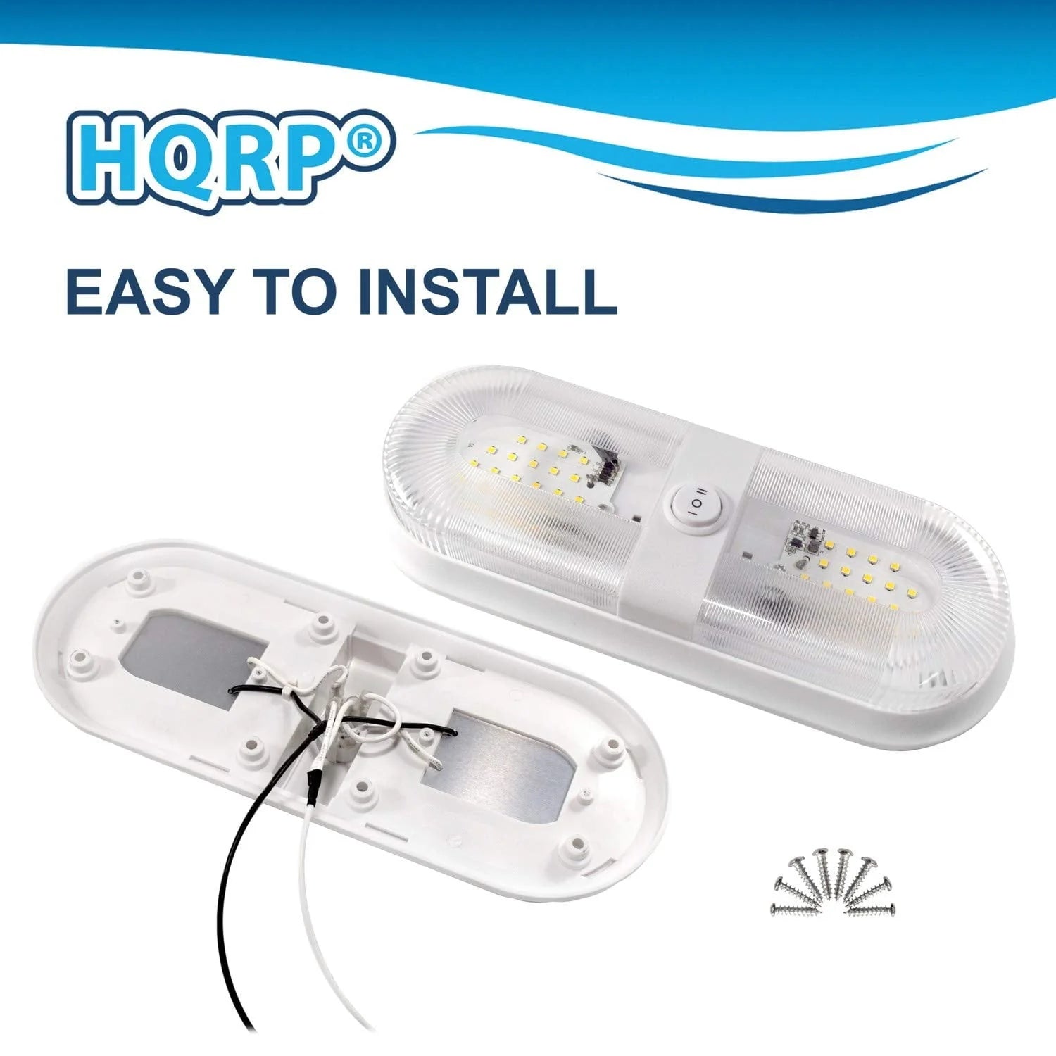 HQRP 2-Pack RV LED Ceiling Double Dome 12V-24V 560 Lumen Interior Indoor Lights Replacement Trailer Camper Boat Marine Motorhome Lighting Fixtures with ON/OFF Switch