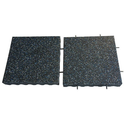 Rubber-Cal "Eco-Safety" Interlocking Playground Tiles - 3 x 19.5 x 19.5 Inch - 40 Pack - 111 Square Feet Coverage - Blue/White Speckled
