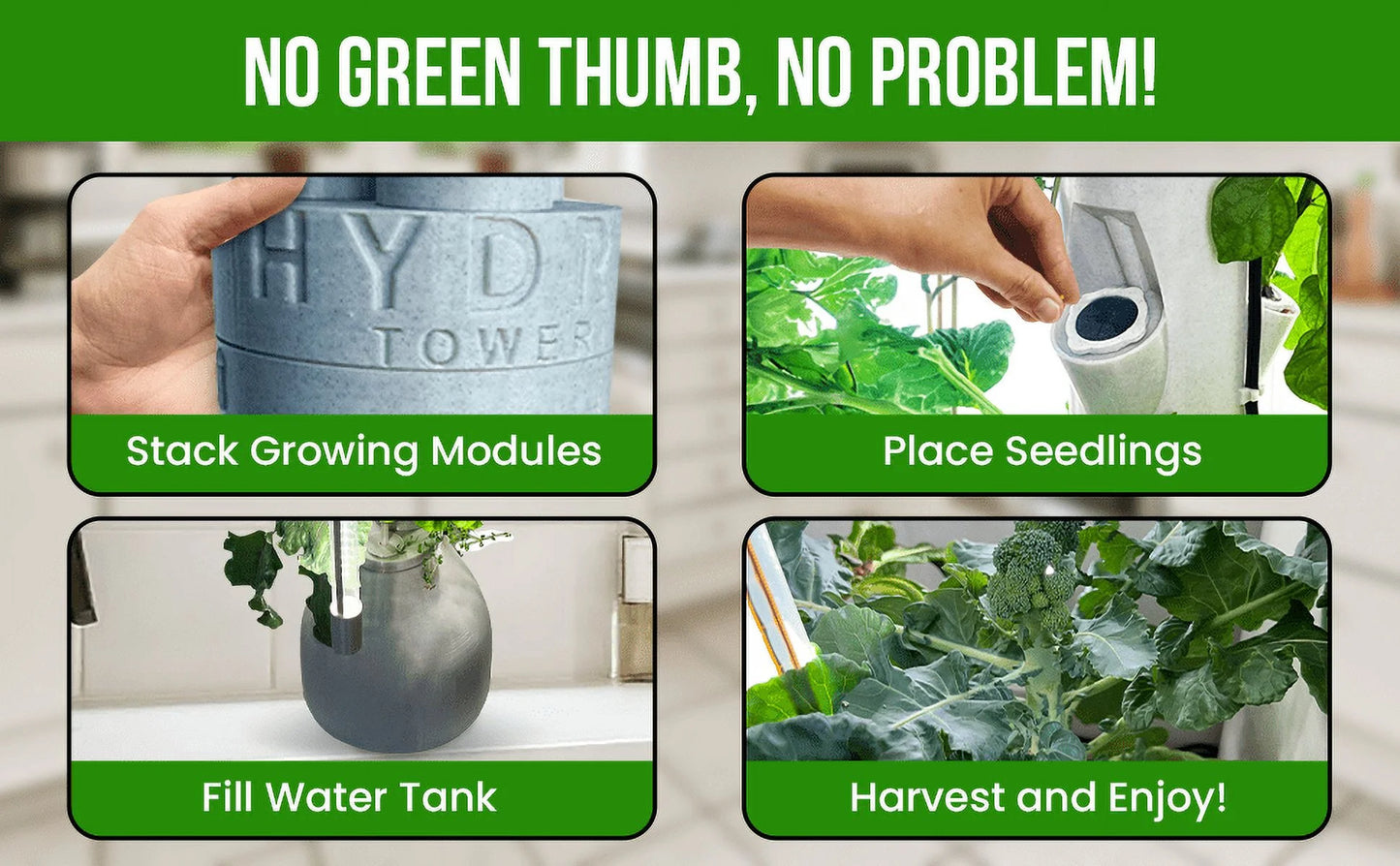 The Hydro Tower Hydroponic Tower with Integrated Lighting and Watering Systems | Simple Setup | Easy Upkeep | Fast Growth | (CT2 Model)