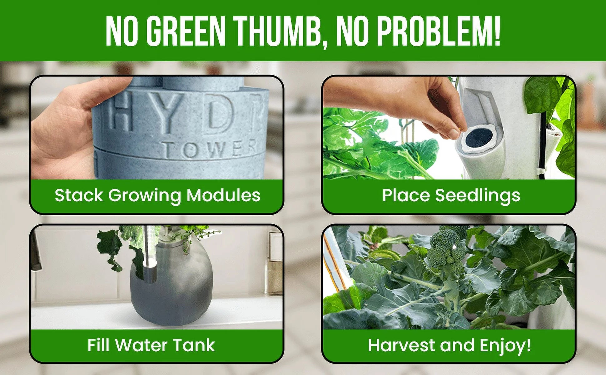The Hydro Tower Hydroponic Tower with Integrated Lighting and Watering Systems | Simple Setup | Easy Upkeep | Fast Growth | (CT2 Model)