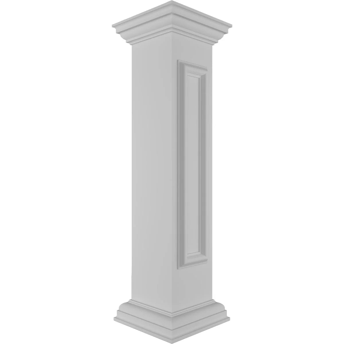Ekena Millwork 8"W x 40"H End Newel Post with Panel, Flat Capital & Base Trim (Installation kit included)
