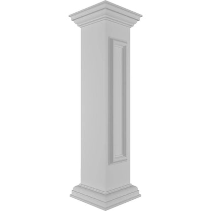 Ekena Millwork 8"W x 40"H End Newel Post with Panel, Flat Capital & Base Trim (Installation kit included)
