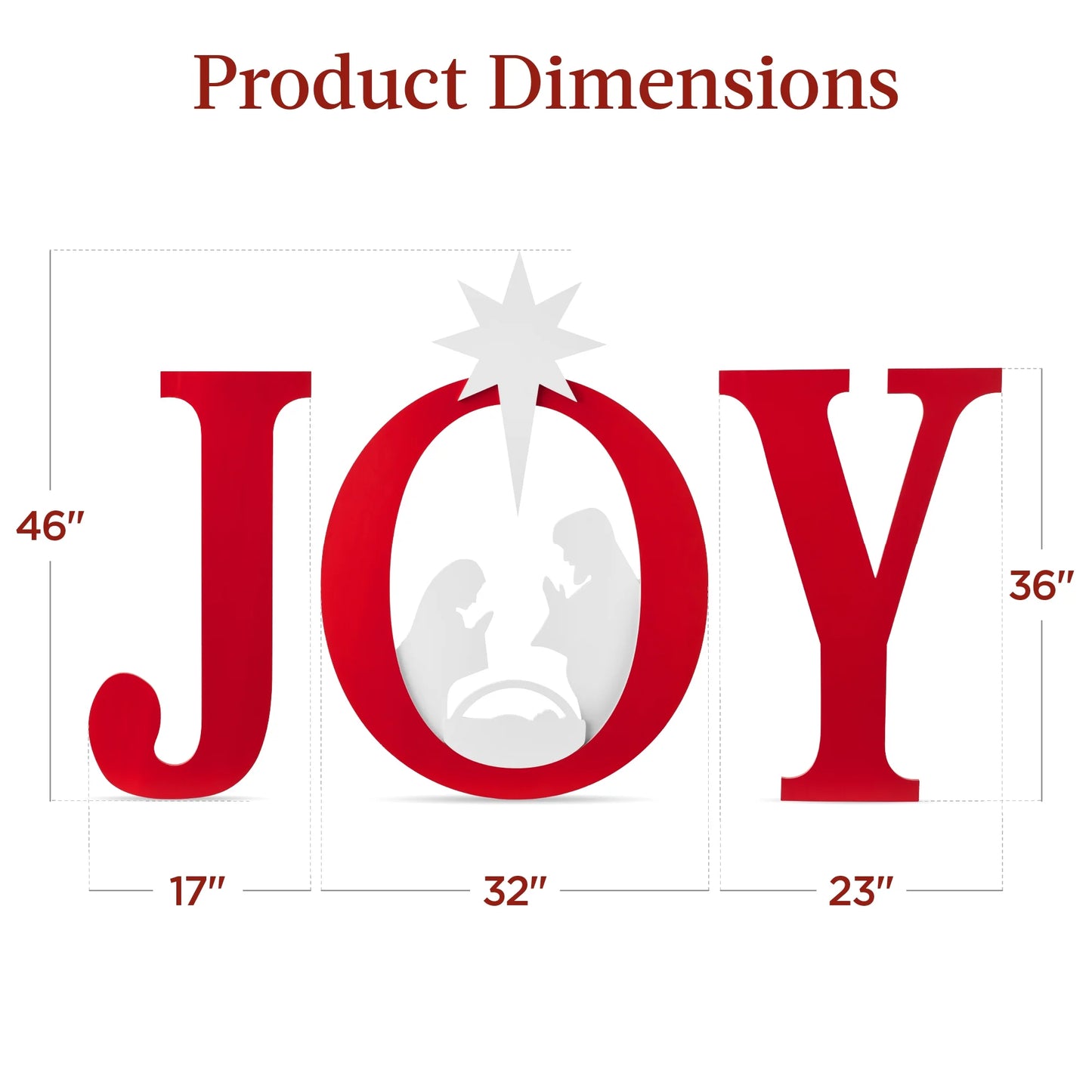 Best Choice Products 46in Outdoor JOY Christmas Nativity Decoration w/Weather Resistant PVC, Ground Stakes - Red/White