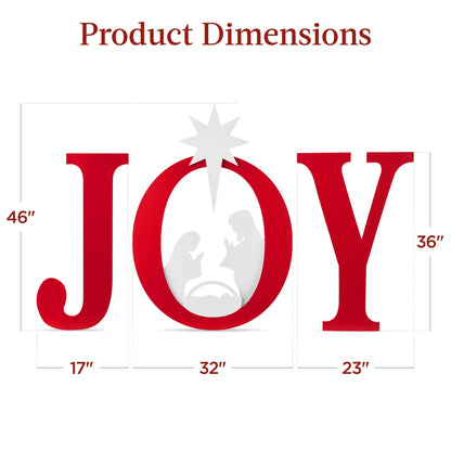 Best Choice Products 46in Outdoor JOY Christmas Nativity Decoration w/Weather Resistant PVC, Ground Stakes - Red/White