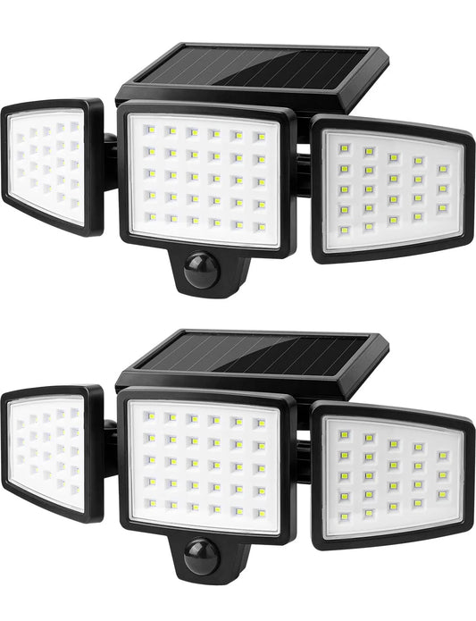Lepro 2-Packs Solar Flood Lights for Outside, 6500K Outdoor Motion Activated Security Lights , IP65 Waterproof , 3 Adjustable Heads 270° Wide Lighting Angle for Front Door, Backyard, Patio, Garden