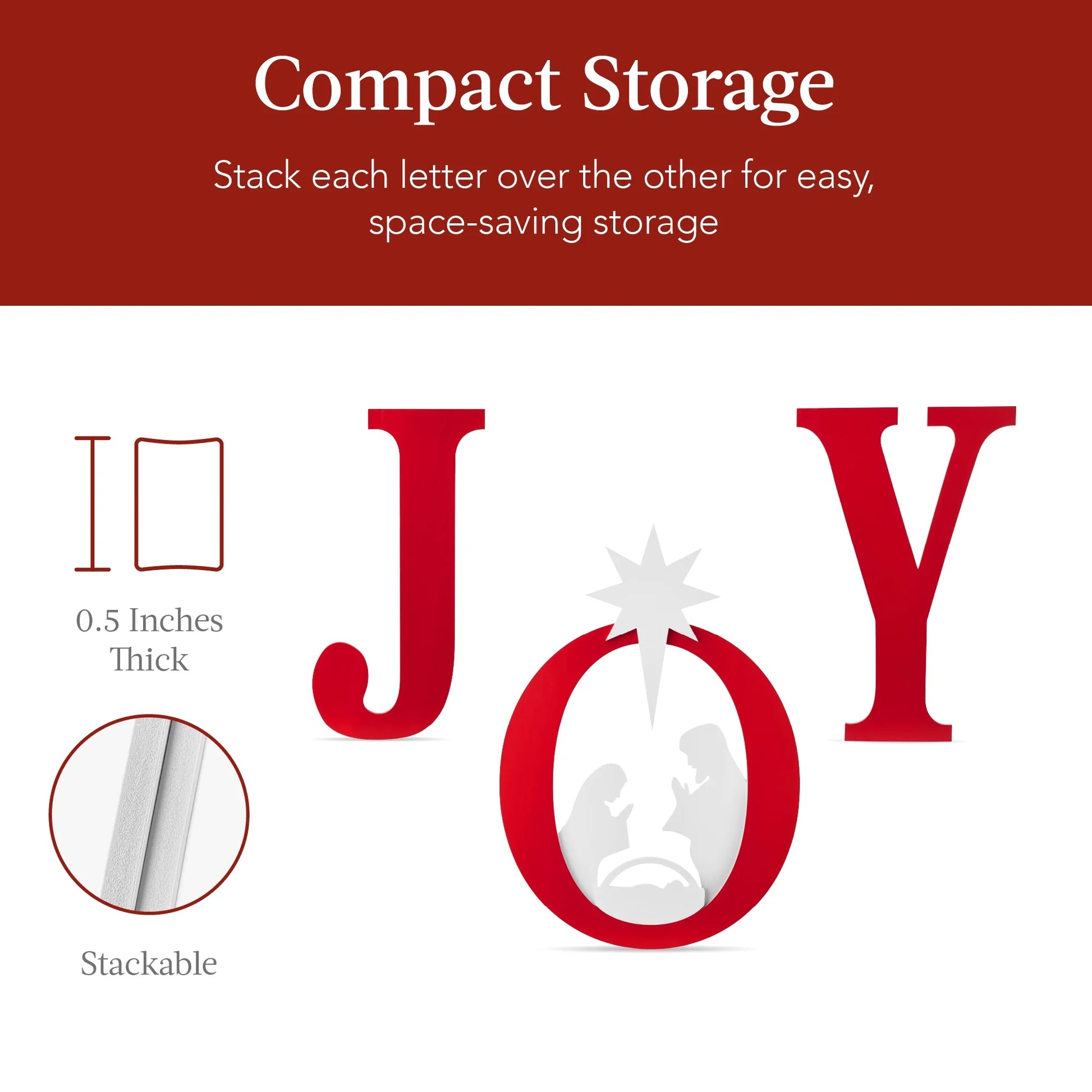 Best Choice Products 46in Outdoor JOY Christmas Nativity Decoration w/Weather Resistant PVC, Ground Stakes - Red/White