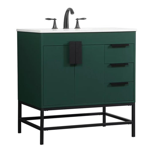 Elegant Kitchen and Bath 32 Inch Single Bathroom Vanity In Green