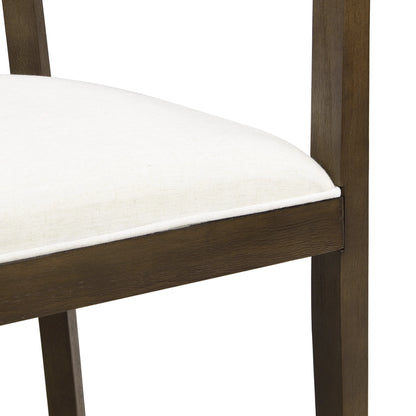 Christopher Knight Home 7-Piece Dining Set with 95" Wood Table, Open-Back Upholstered Armchairs, Walnut+Beige