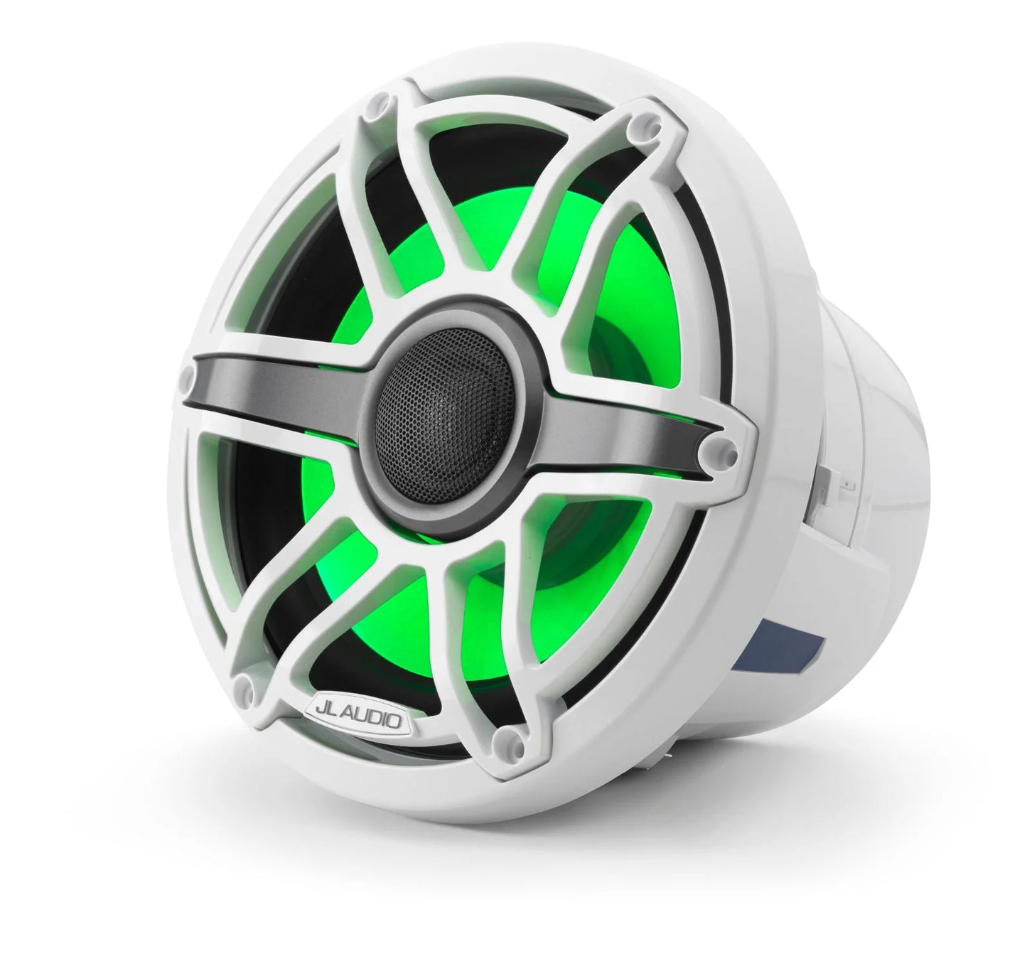 JL Audio M6-880X-S-GwGw-i 8.8-inch (224 mm) Marine Coaxial Speakers with Transflective LED Lighting, Gloss White Trim Ring, Gloss White Sport Grille