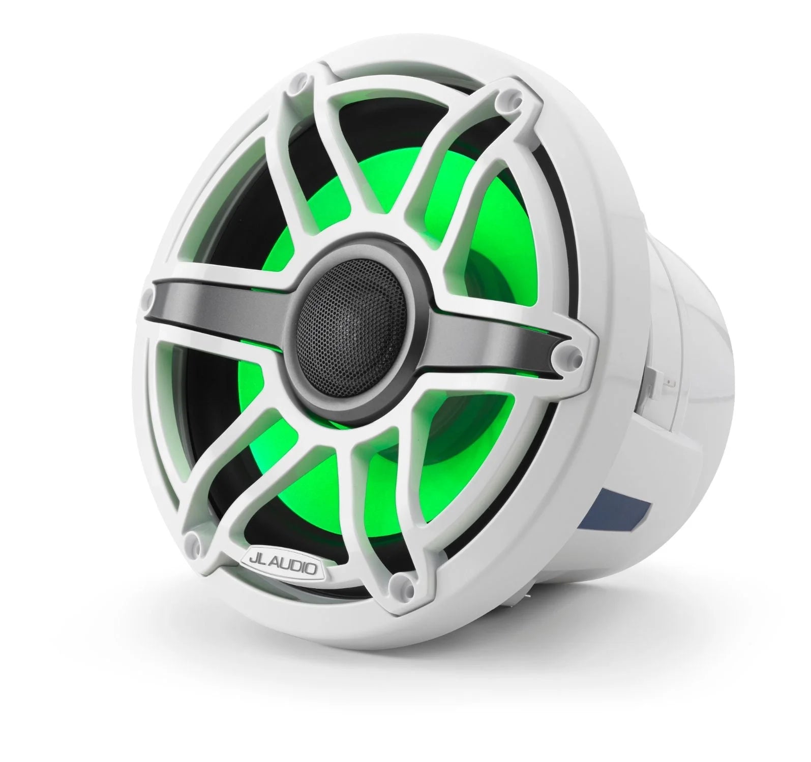 JL Audio M6-880X-S-GwGw-i 8.8-inch (224 mm) Marine Coaxial Speakers with Transflective LED Lighting, Gloss White Trim Ring, Gloss White Sport Grille