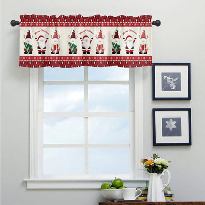 Christmas Window Valance Rod Pocket Panel for Kitchen Bedroom Window Merry Christmas Gnome with Xmas Hat Valances Short Curtain 54"x18"