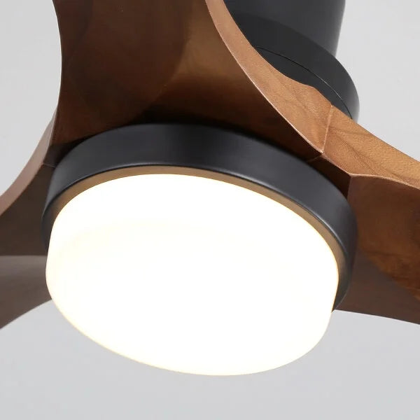 52 Inch Minimalist Ceiling Fan Light with 6 Speed Remote Energy-Saving Dc Motor,Matte White Metal & Wood Electrical Appliances Fans