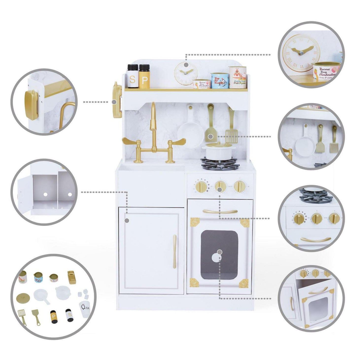 Teamson Kids Petite Versailles Classic Play Kitchen with Accessories. White