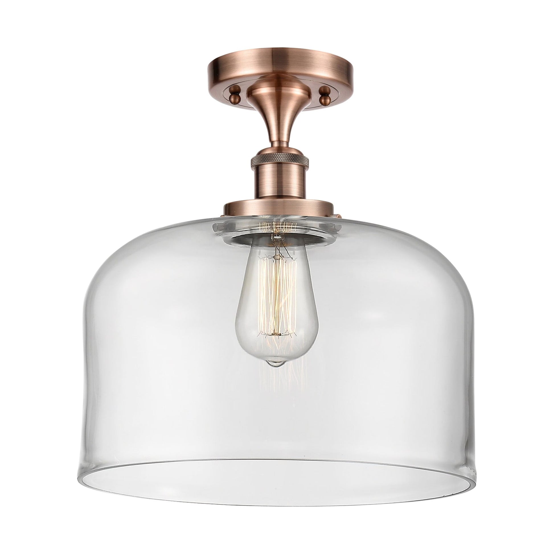 Innovations Lighting Ballston Urban Bell - 1 Light 12" Semi-Flush Mount Brushed Brass/Matte White