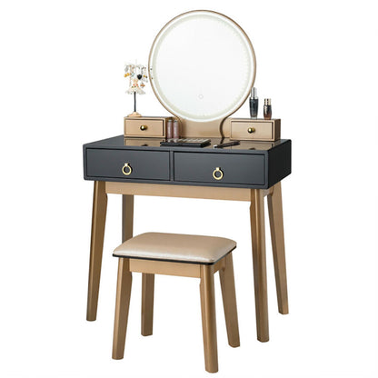 Kadyn Makeup Dressing Table Modern Vanity Set, Makeup Vanity Table Set 3 Color Lighting Dressing Table-Black