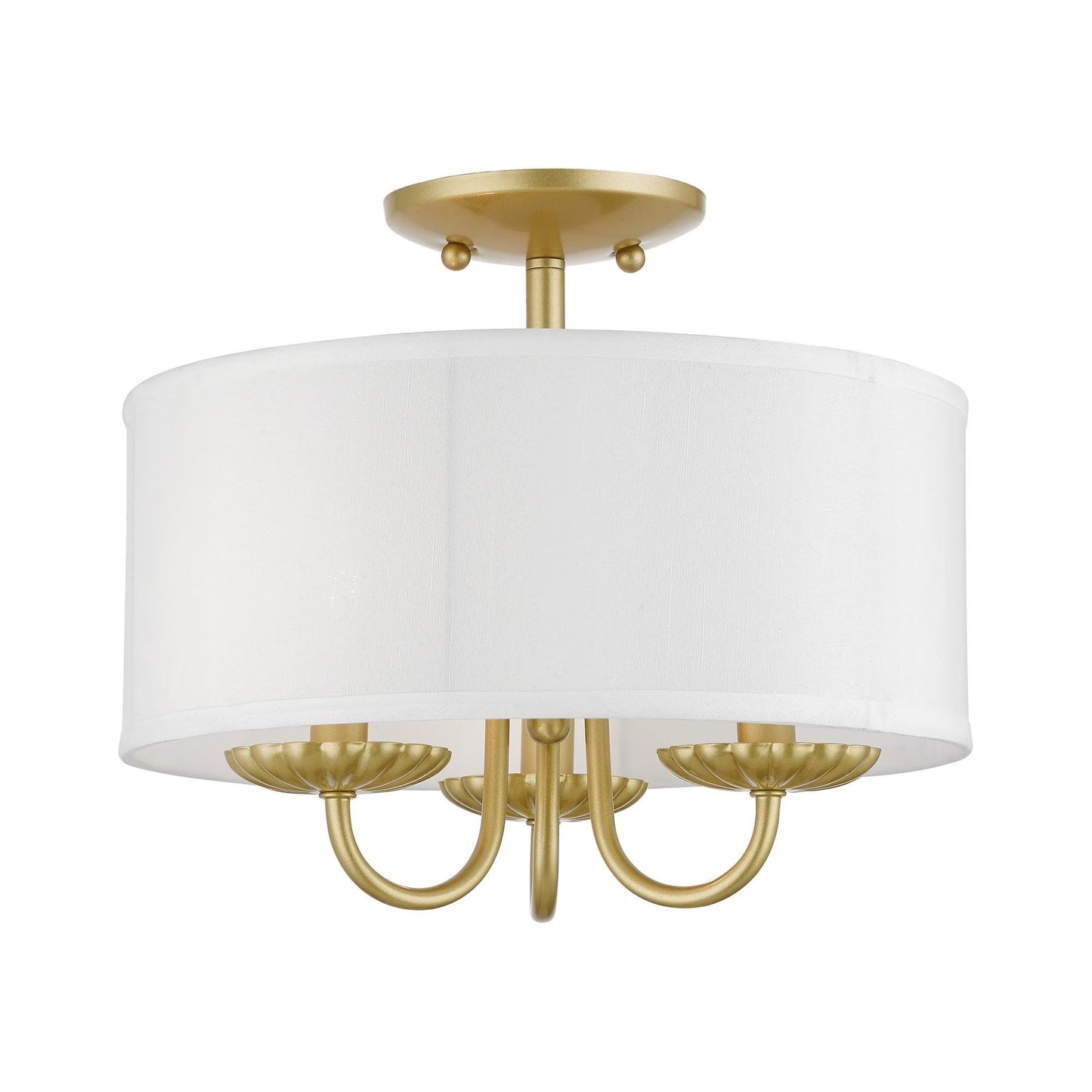 42987-33-Livex Lighting-Brookdale - 3 Light Semi-Flush Mount In Transitional Style-11 Inches Tall and 13 Inches Wide-Soft Gold Finish