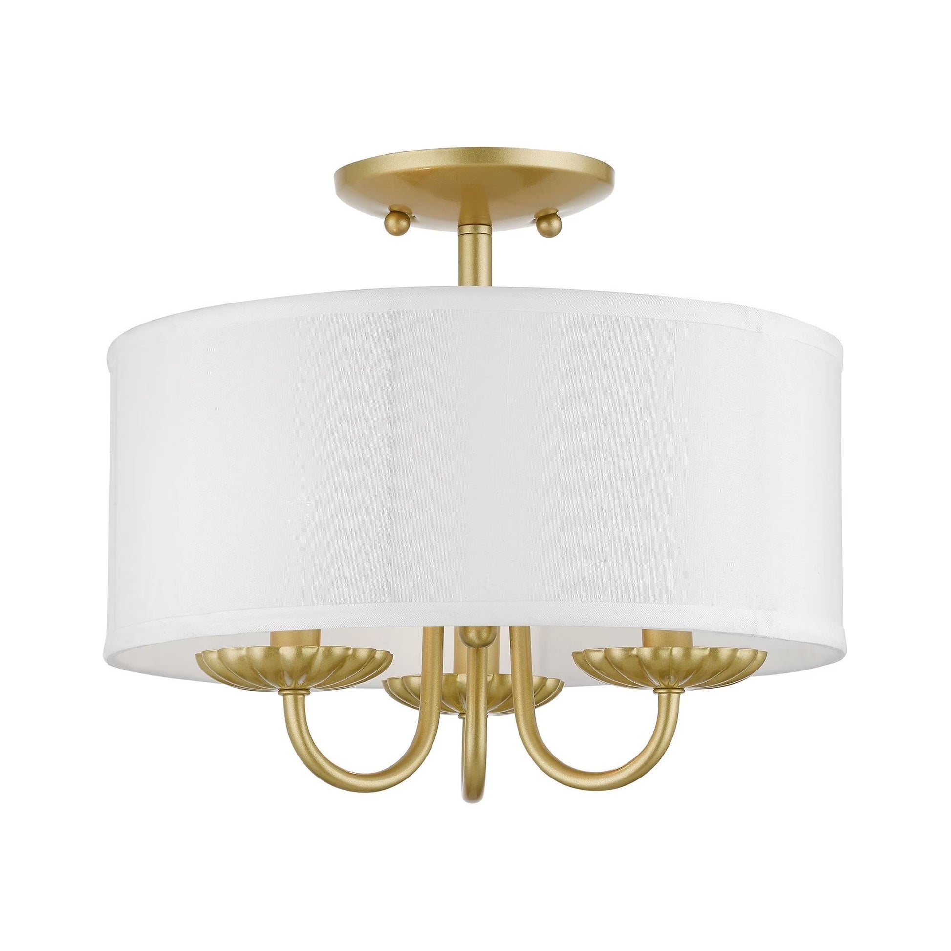42987-33-Livex Lighting-Brookdale - 3 Light Semi-Flush Mount In Transitional Style-11 Inches Tall and 13 Inches Wide-Soft Gold Finish