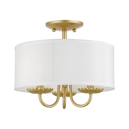42987-33-Livex Lighting-Brookdale - 3 Light Semi-Flush Mount In Transitional Style-11 Inches Tall and 13 Inches Wide-Soft Gold Finish