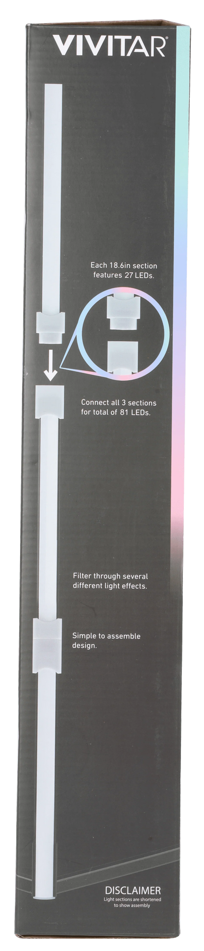 Vivitar RGB Corner Light Bar, Reacts to Music and Sound with LED Lighting Features with Remote