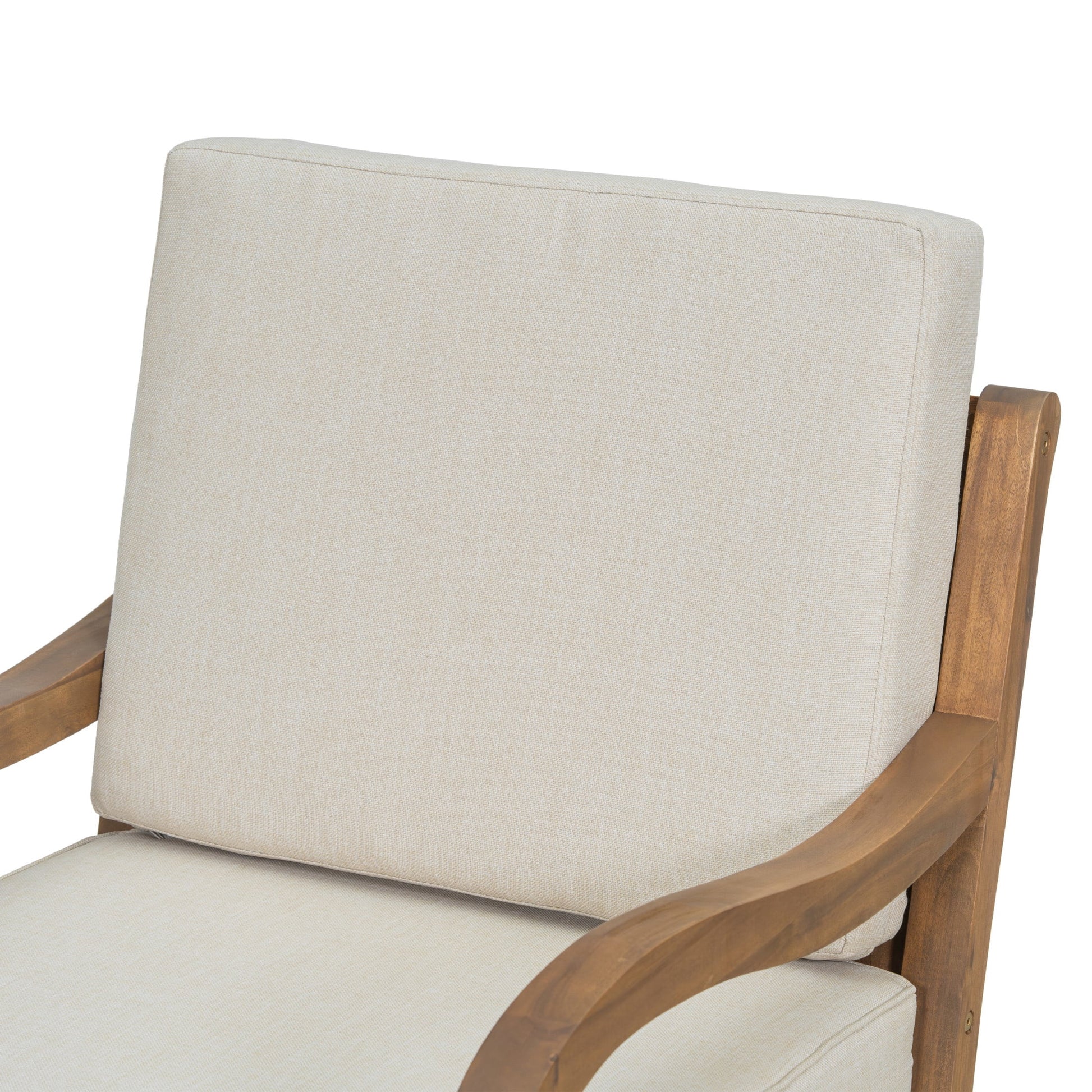 Christopher Knight Home Classic Carved Outdoor Lounge Chair with Cushions, Solid Wood Frame, Beige