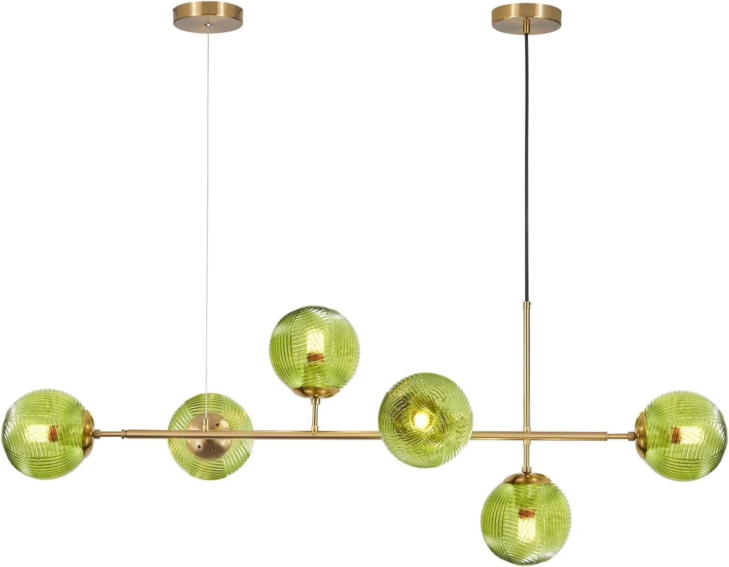 KCO Lighting 6-Light Smoke Glass Sputnik Chandelier Brass Gold Linear Pendant Lighting