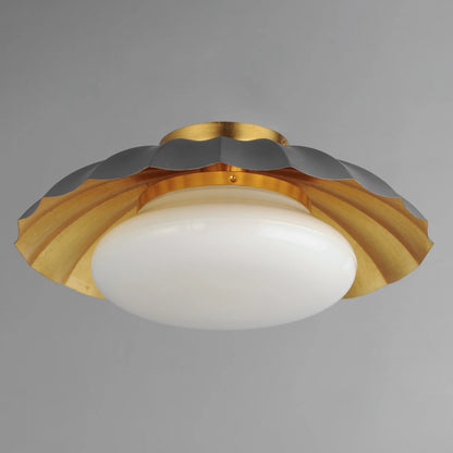 18059MWGL-Maxim Lighting-Primrose - 1 Light Flush Mount-6.75 Inches Tall and 16 Inches Wide-Matte White/Gold Leaf Finish