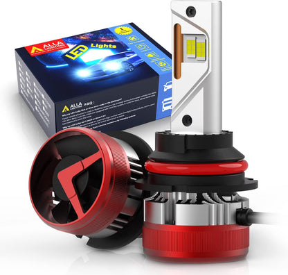 Alla Lighting 12000 Lumens HB3 9005 LED Headlights Bulbs, 6500K Xenon White, Xtreme Super Bright High Beam or Low Beam Conversion Kits Replacement