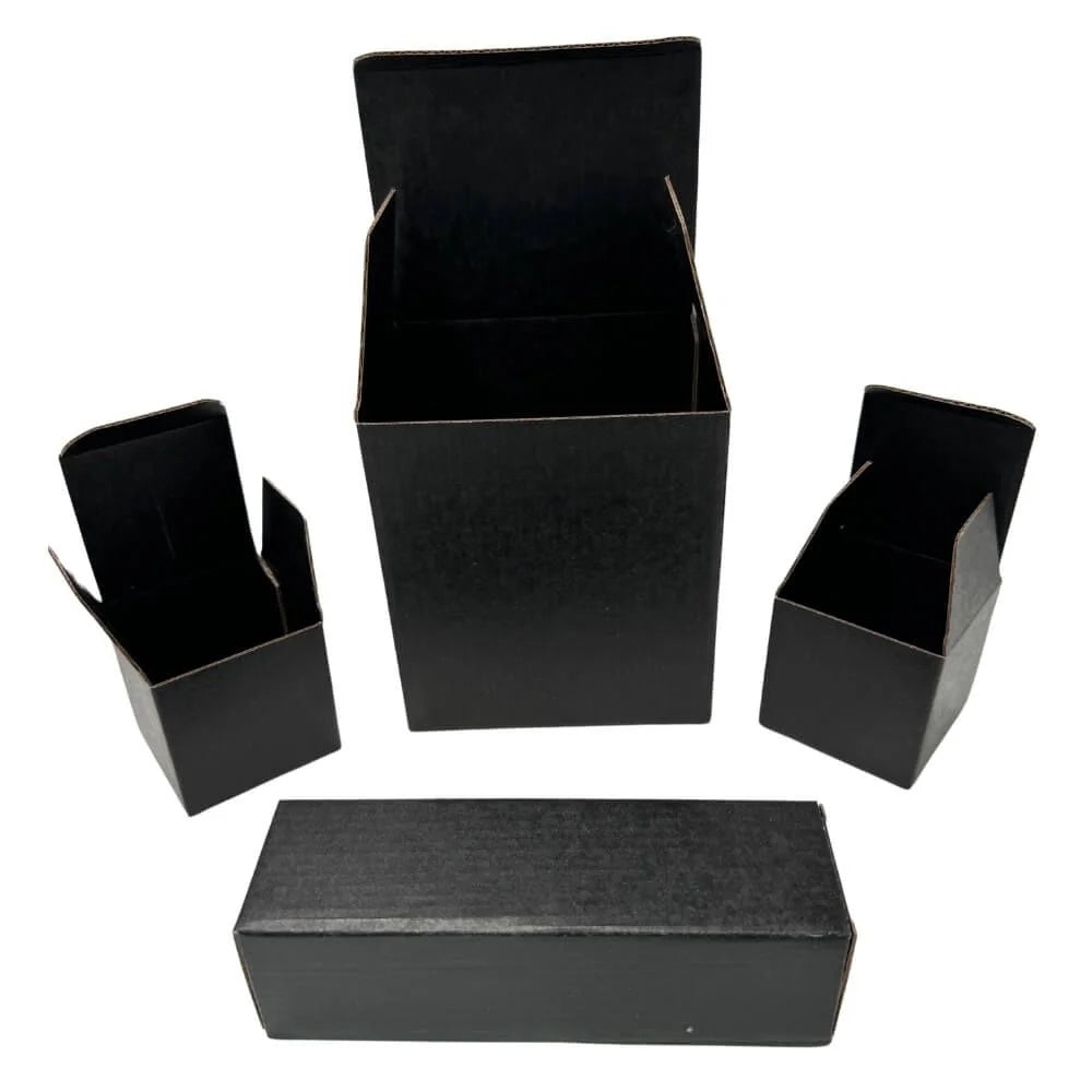 All Black Reverse Tuck Corrugated Boxes 5 x 1? x 5" (E Flute) - 400 Pack Semi-Gloss Black Luxury Black Gift Boxes for Christmas, Black Shipping Boxes for Gifting, Mailing, Personalized Gift Packing