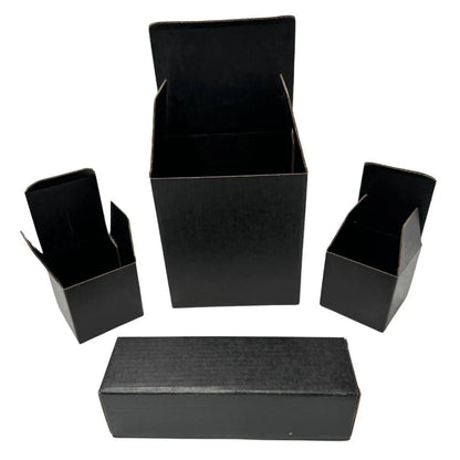 All Black Reverse Tuck Corrugated Boxes 5 x 5 x 5" (E Flute) - 100 Pack Semi-Gloss Black Luxury Black Gift Boxes for Christmas, Black Shipping Boxes for Gifting, Mailing, Personalized Gift Packing