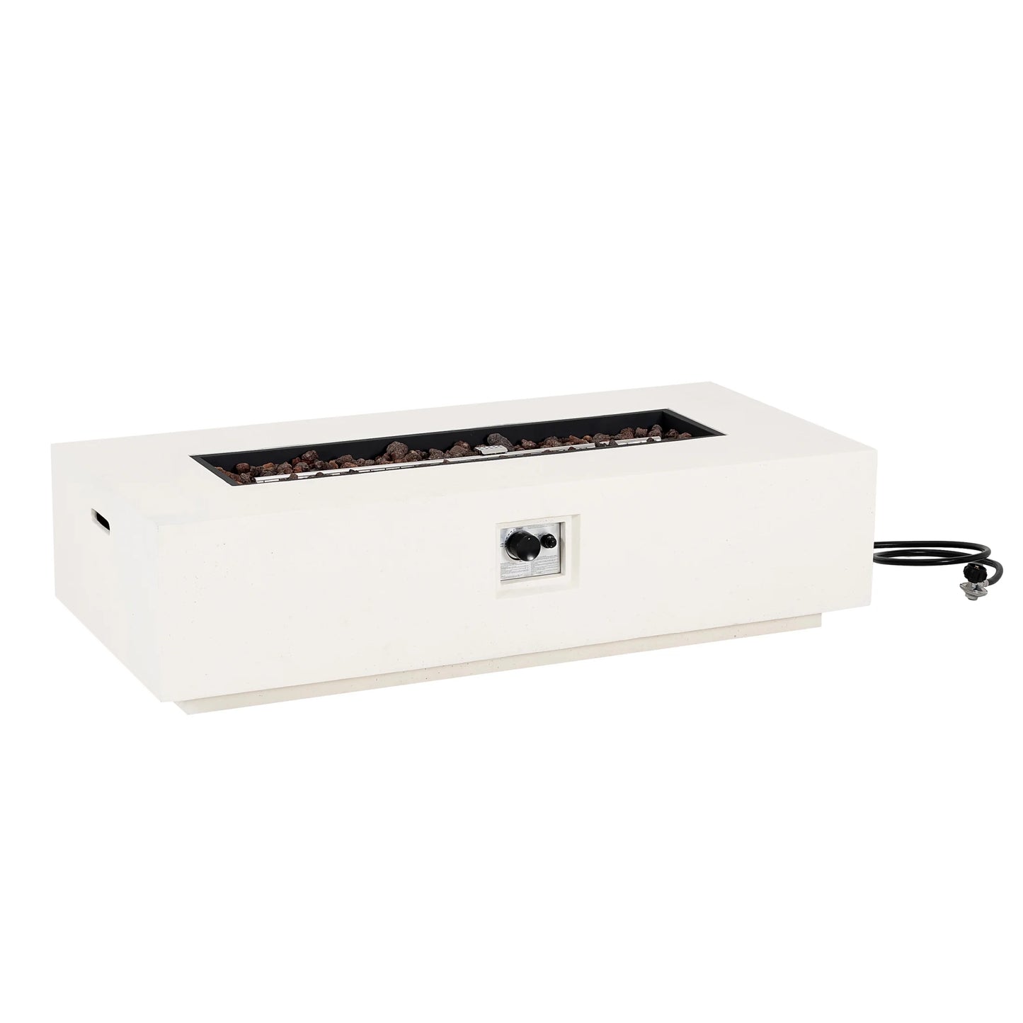 Christopher Knight Home Modern Outdoor 56" Rectangular Propane Fire Pit, 50,000 BTU, White MGO, (No Tank Cover)
