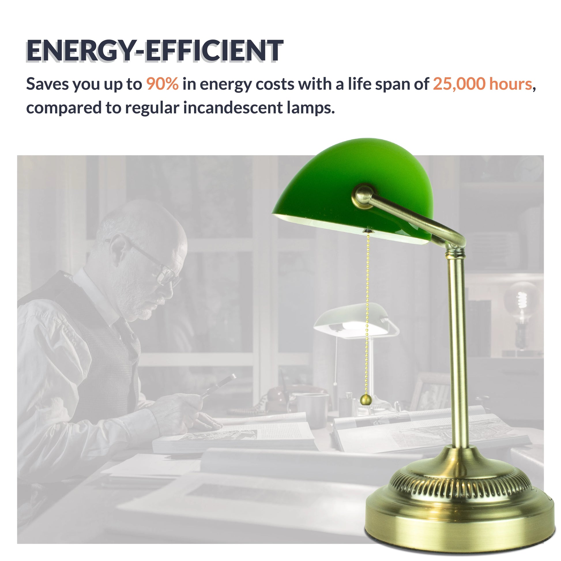 Newhouse Lighting Morgan Antique Green Adjustable Energy-Efficient LED Bankers Desk Lamp
