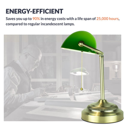 Newhouse Lighting Morgan Antique Green Adjustable Energy-Efficient LED Bankers Desk Lamp