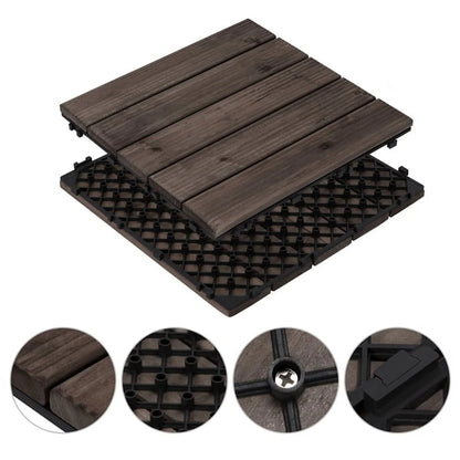 Renwick 12" x 12" Square Wooden Floor Tiles, 27 Pieces, Natural Wood