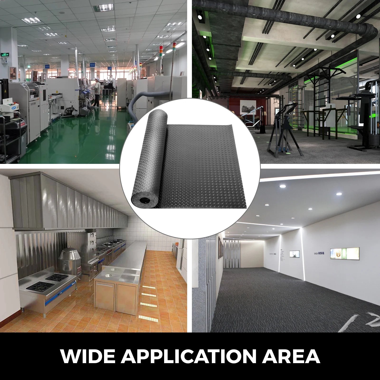 KFFKFF Garage Floor Mats 2 Rolls 17 x 3.6 ft Garage Mat 2.5mm Thickness Black Garage Flooring PVC Garage Mats for Under Car