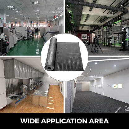 KFFKFF Garage Floor Mats 2 Rolls 17 x 3.6 ft Garage Mat 2.5mm Thickness Black Garage Flooring PVC Garage Mats for Under Car