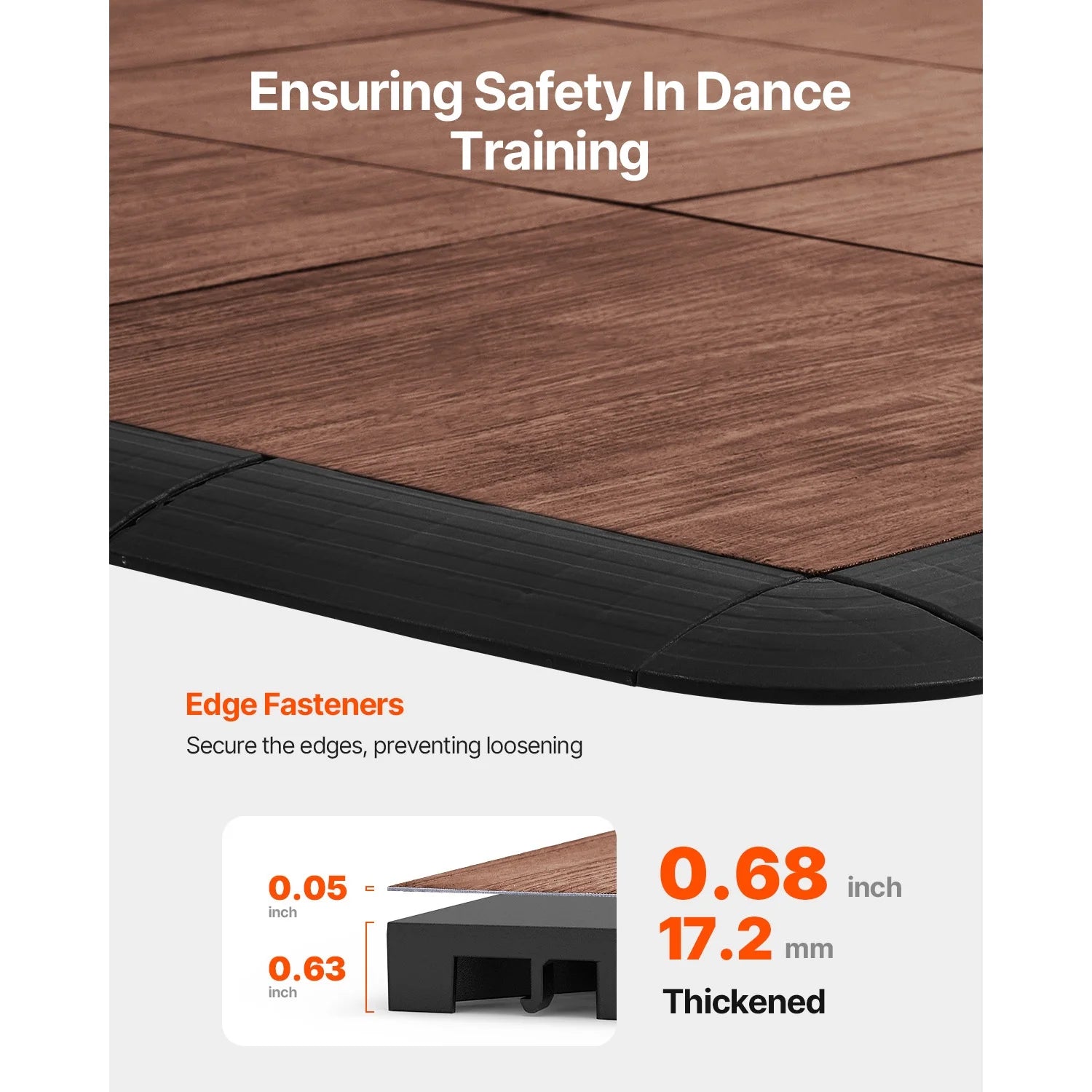 KFFKFF Interlocking Dance Floor Tiles, 12.4 x 12.4 in, 52-Piece Portable Flooring with Cushioned Base (Oak Wood Grain, Covers 52 sq. ft/Box)