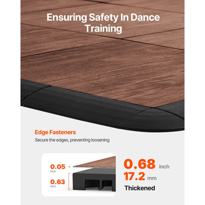KFFKFF Interlocking Dance Floor Tiles, 12.4 x 12.4 in, 52-Piece Portable Flooring with Cushioned Base (Oak Wood Grain, Covers 52 sq. ft/Box)