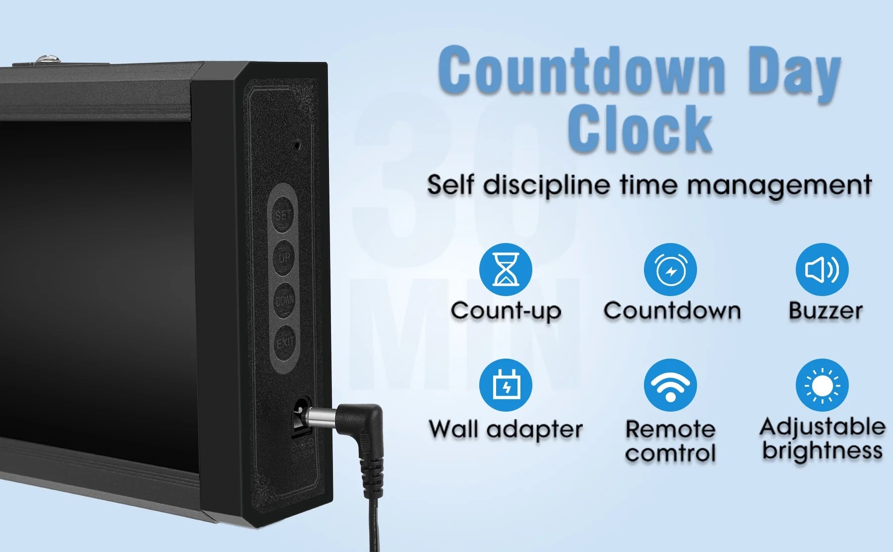 Btbsign 1.8" 9 Digits Large LED Countdown up Days Clock Blue Christmas Festival Event