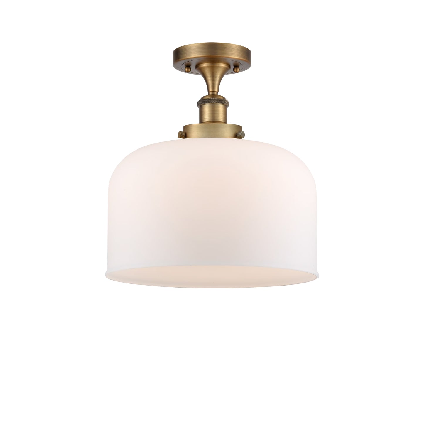 Innovations Lighting Ballston Urban Bell - 1 Light 12" Semi-Flush Mount Brushed Brass/Matte White