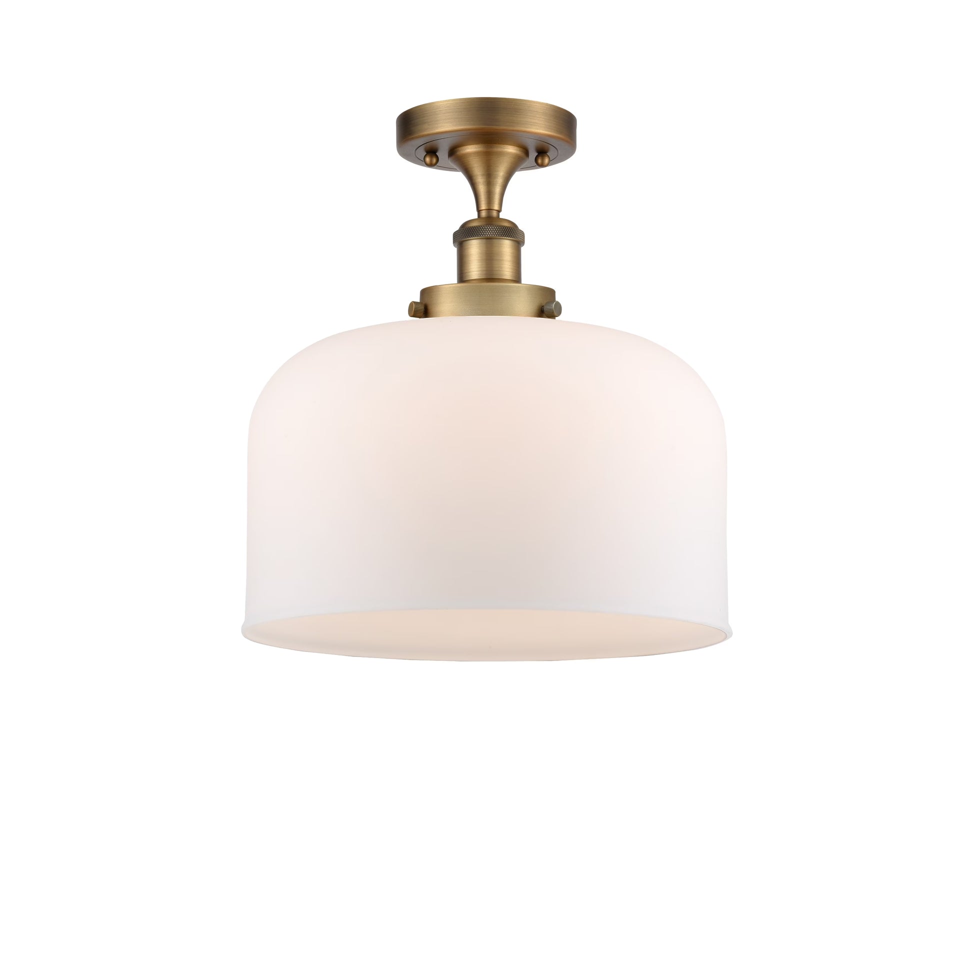 Innovations Lighting Ballston Urban Bell - 1 Light 12" Semi-Flush Mount Brushed Brass/Matte White