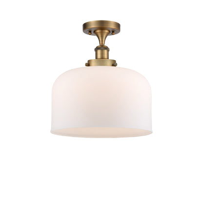 Innovations Lighting Ballston Urban Bell - 1 Light 12" Semi-Flush Mount Brushed Brass/Matte White