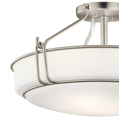 44085NI-Kichler Lighting-Alkire - 3 light Semi-Flush Mount - with Transitional inspirations - 9.25 inches tall by 16.5 inches wide-Brushed Nickel